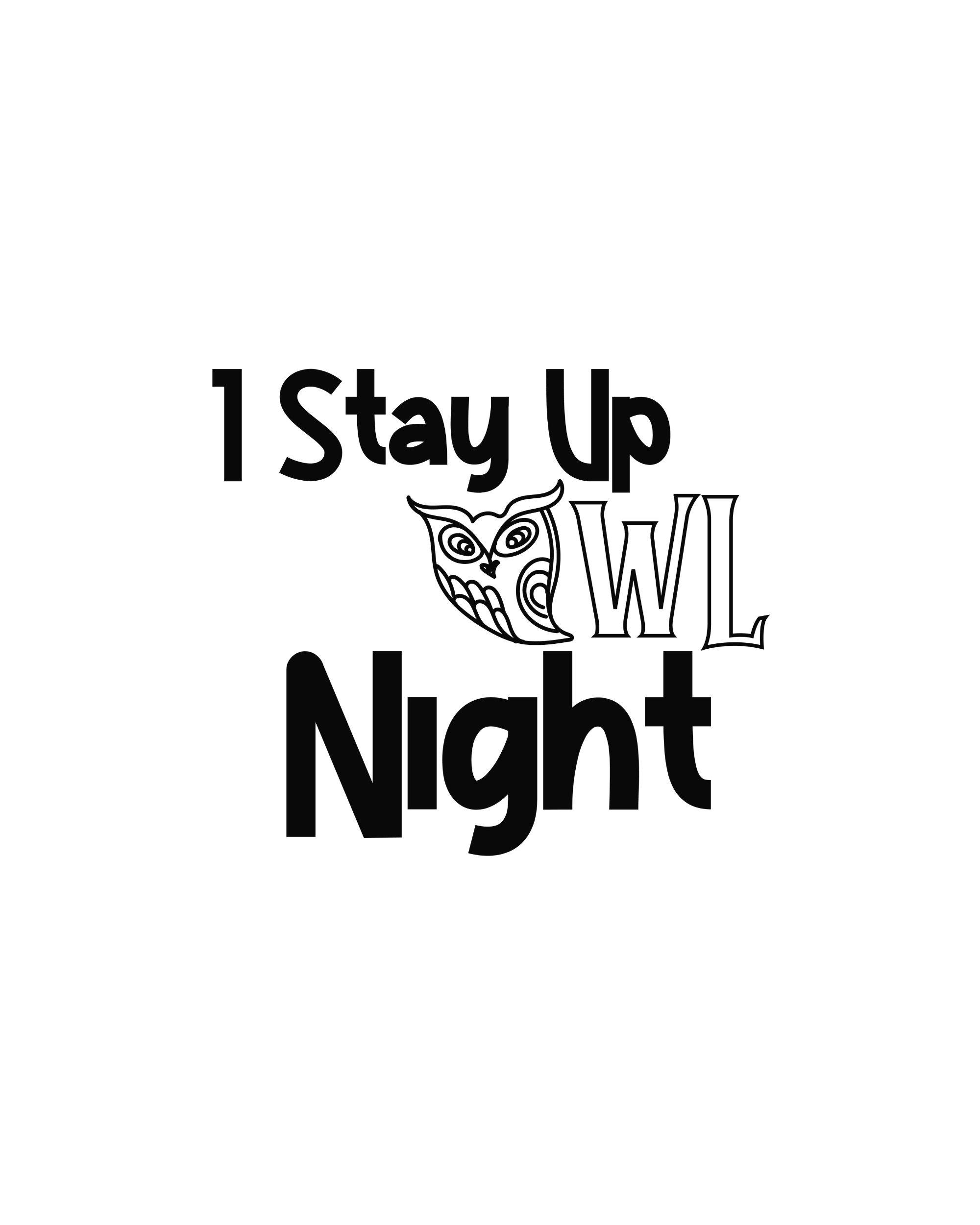 I Stay Up Owl Night Graphic Printed T-Shirt