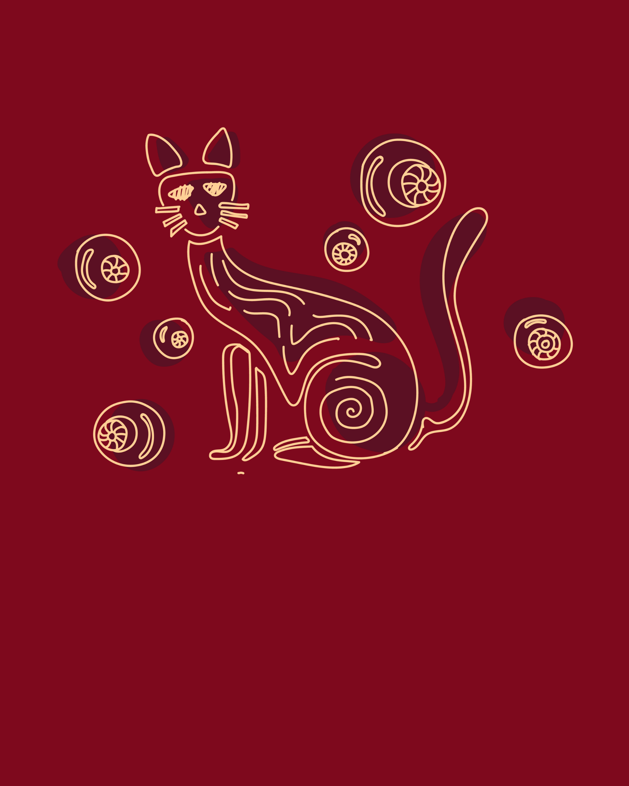 Cat Illustration Graphic Printed T-Shirt