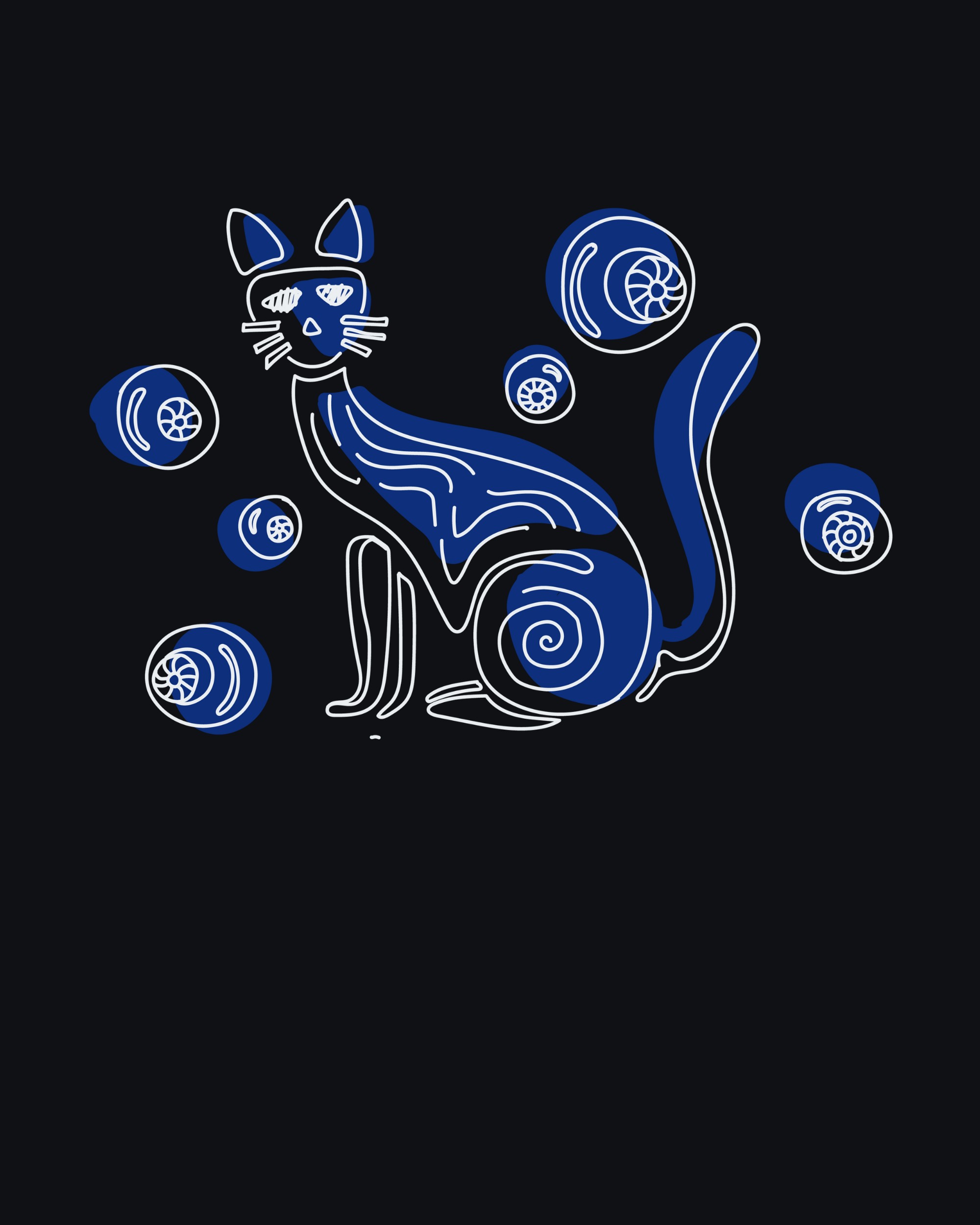 Cat Illustration Graphic Printed T-Shirt