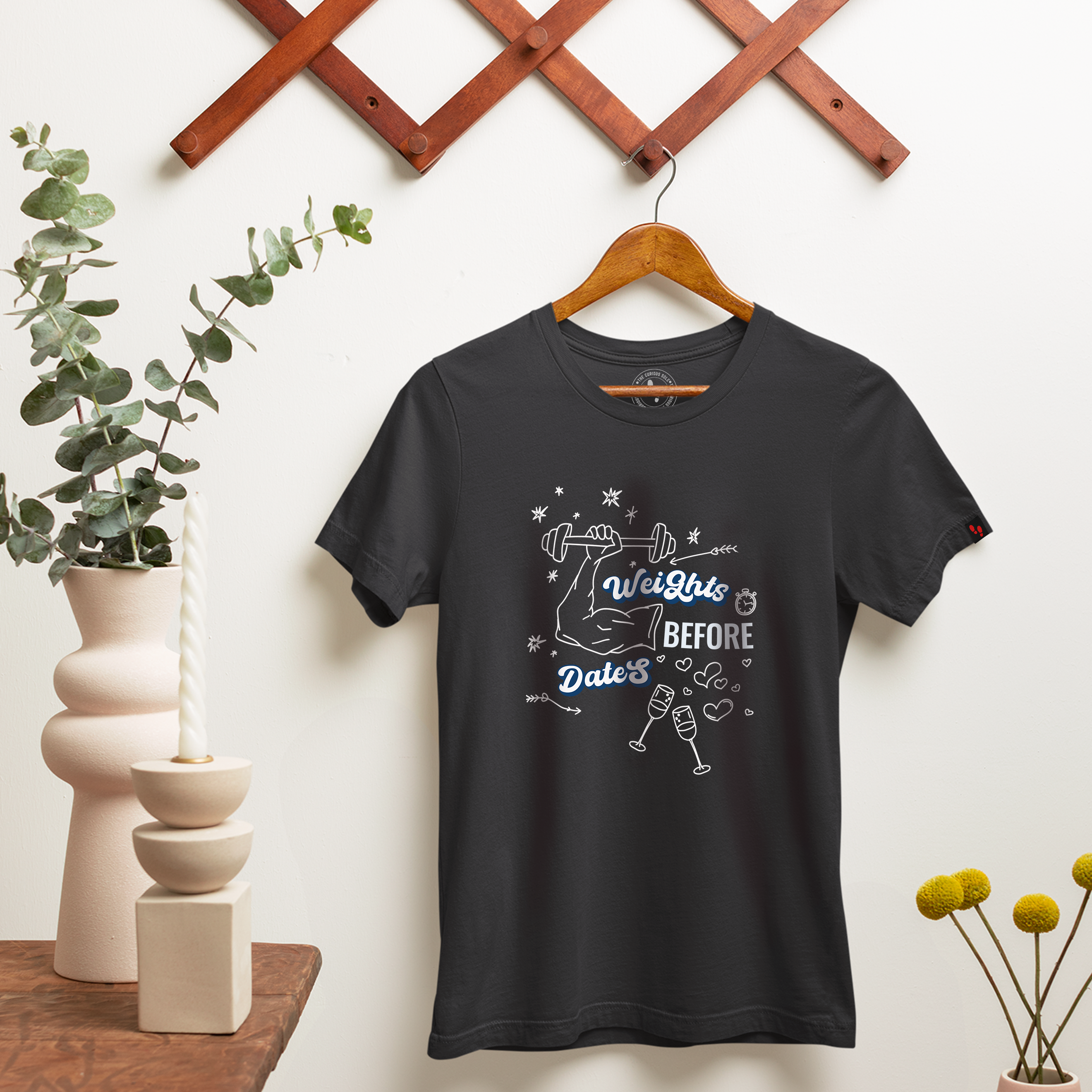 Weights Before Dates Graphic Printed T-Shirt