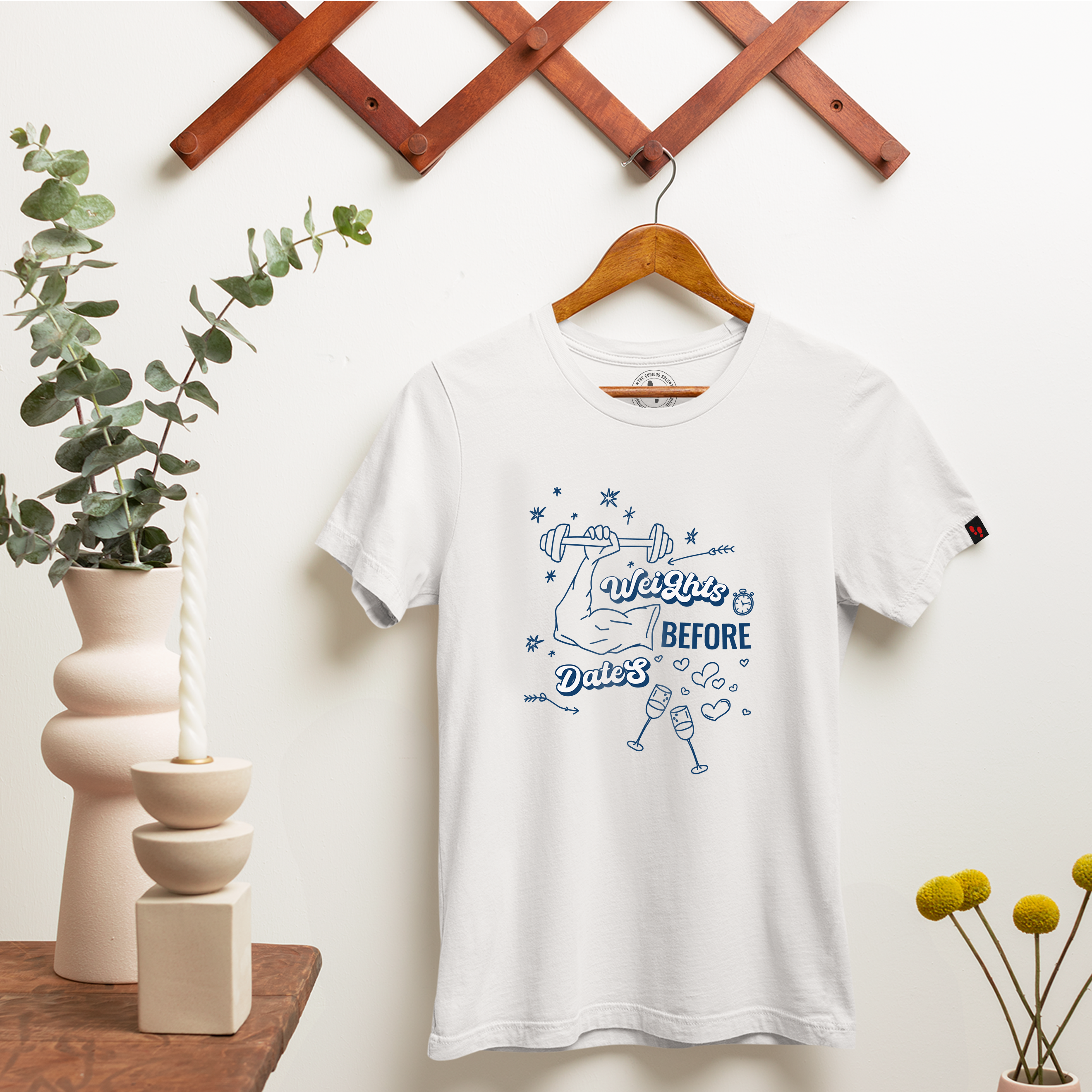 Weights Before Dates Graphic Printed T-Shirt