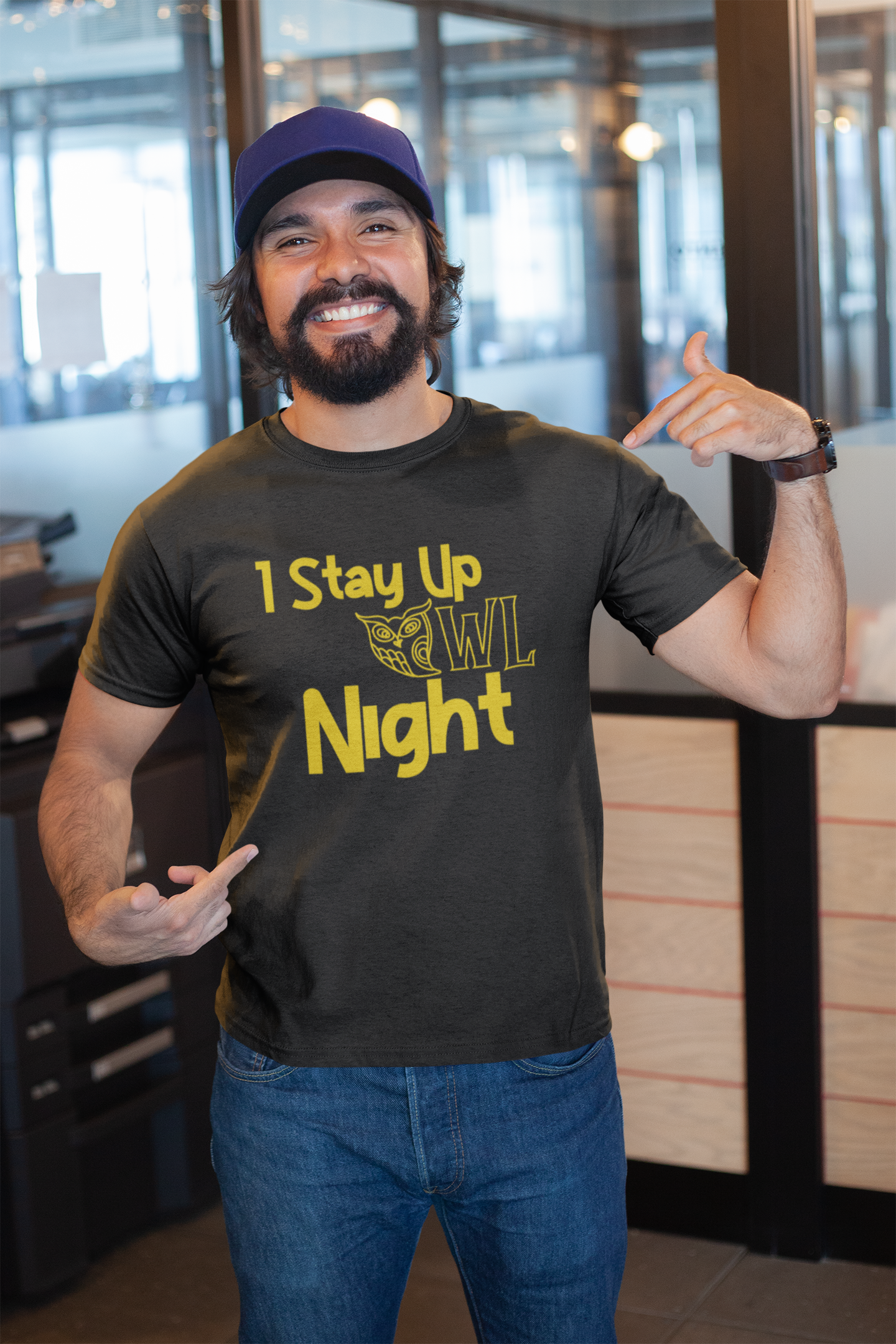 I Stay Up Owl Night Graphic Printed T-Shirt