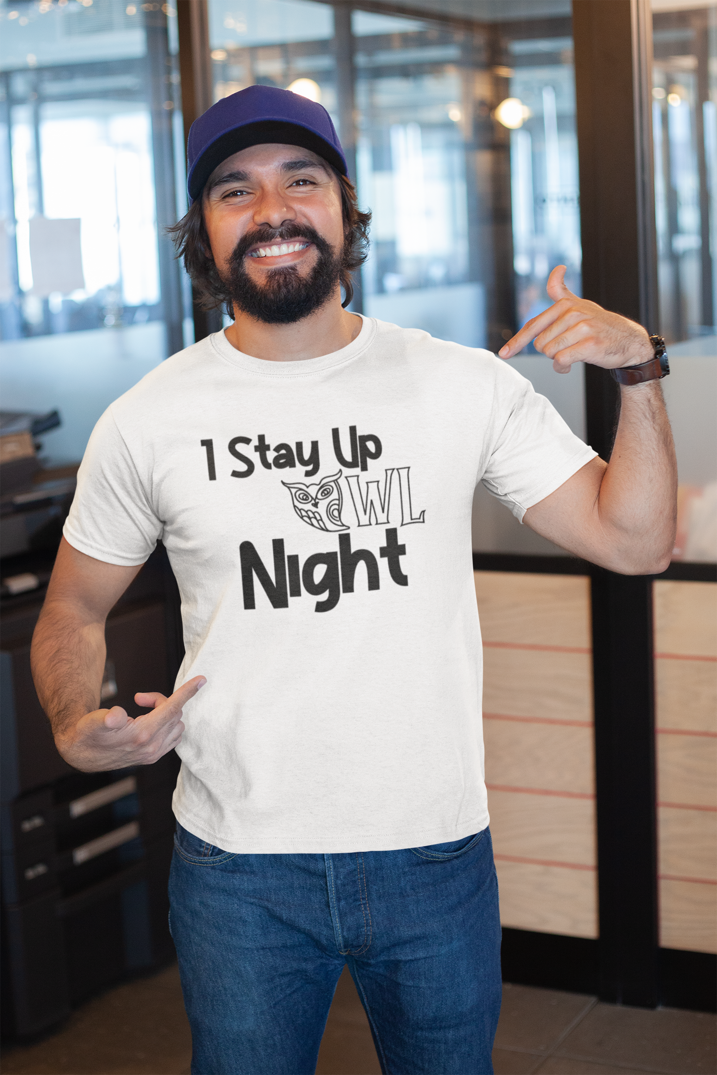 I Stay Up Owl Night Graphic Printed T-Shirt