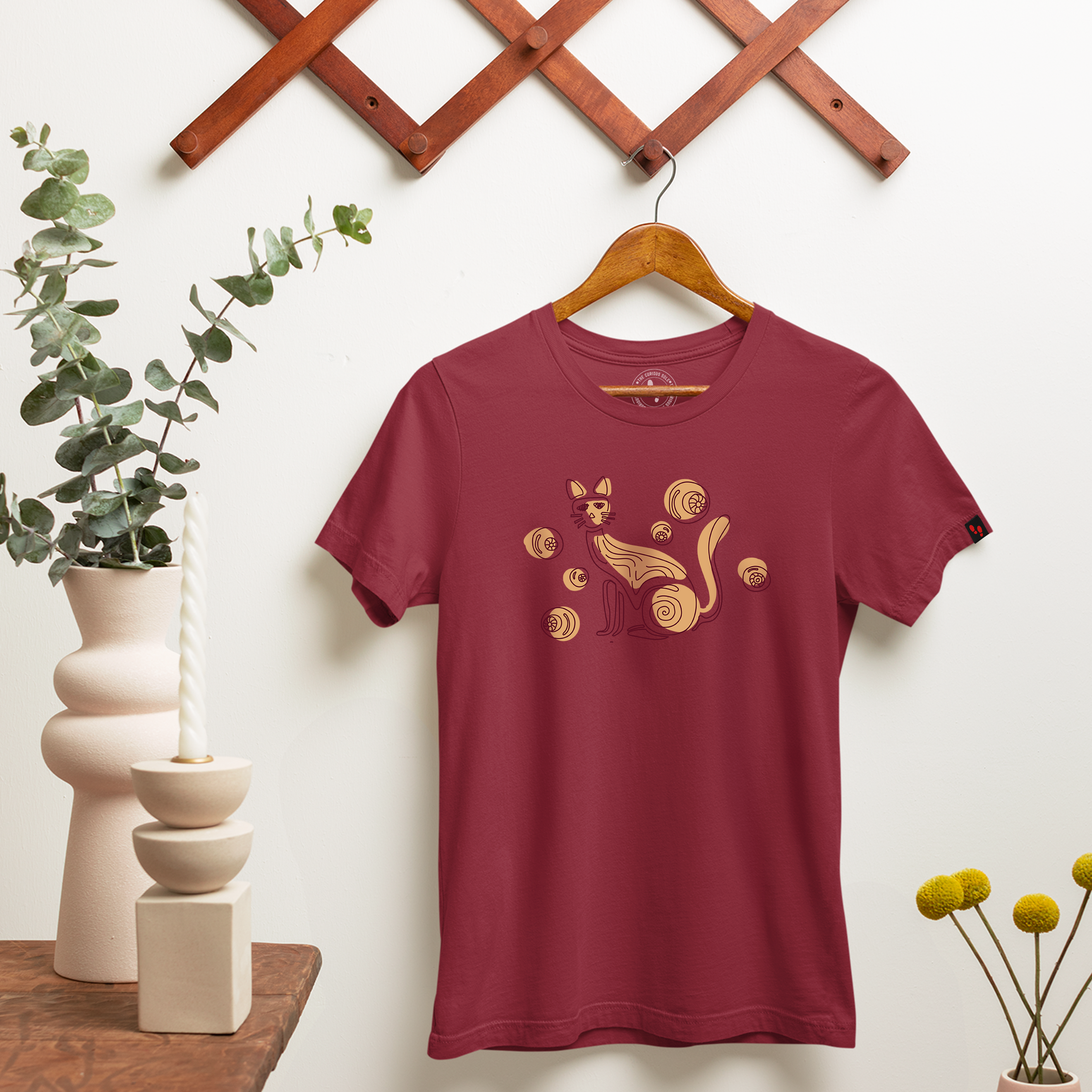 Cat Illustration Graphic Printed T-Shirt