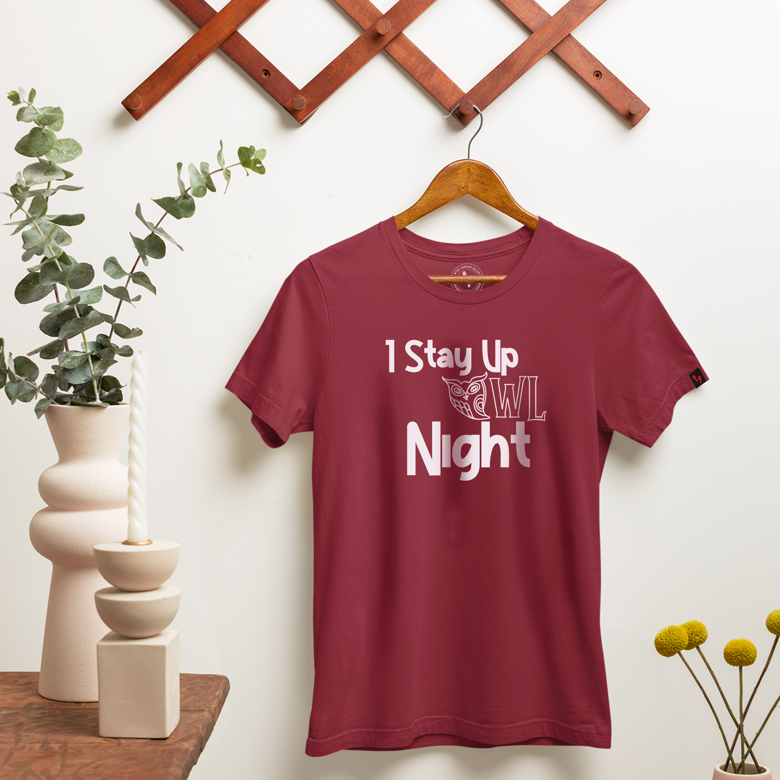 I Stay Up Owl Night Graphic Printed T-Shirt