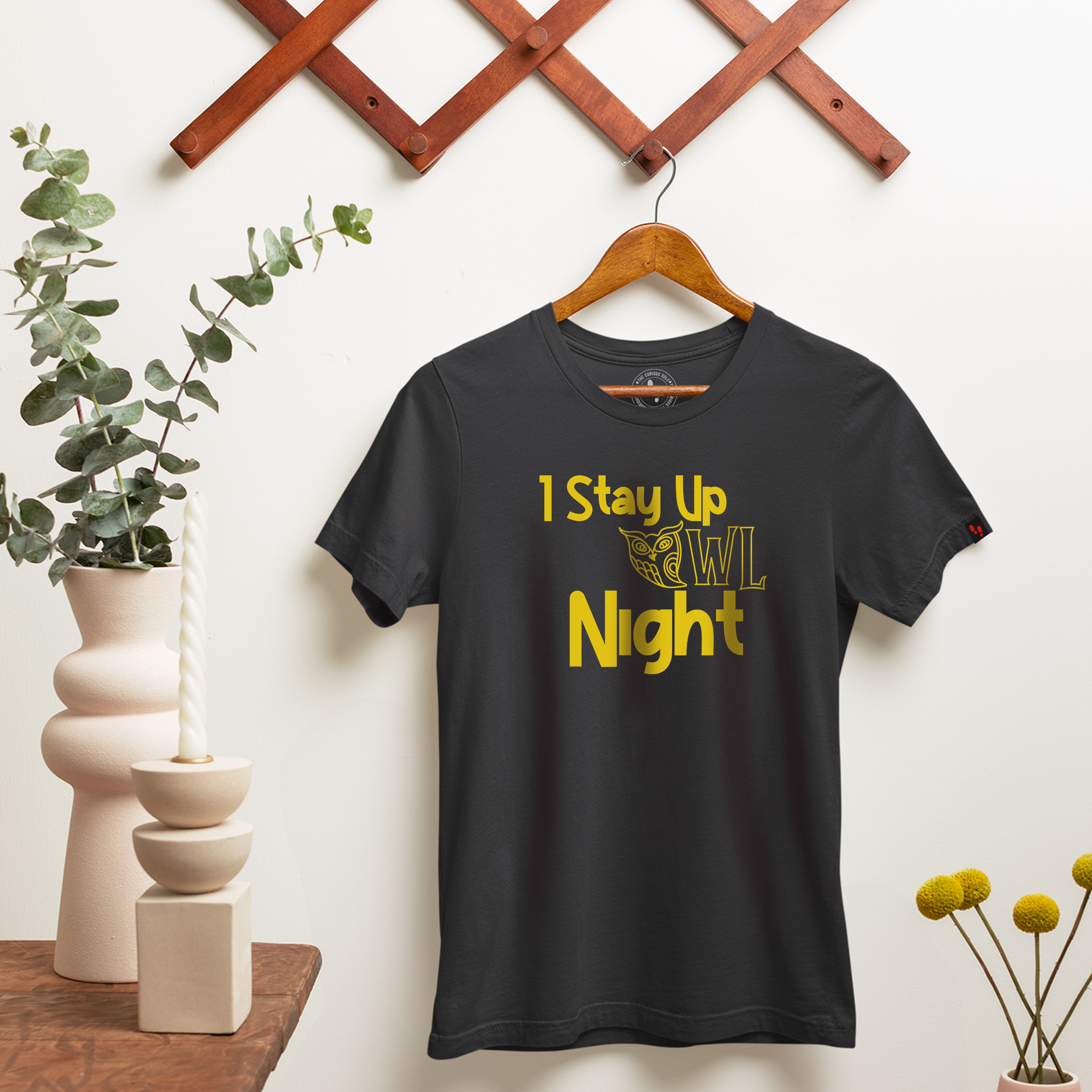 I Stay Up Owl Night Graphic Printed T-Shirt