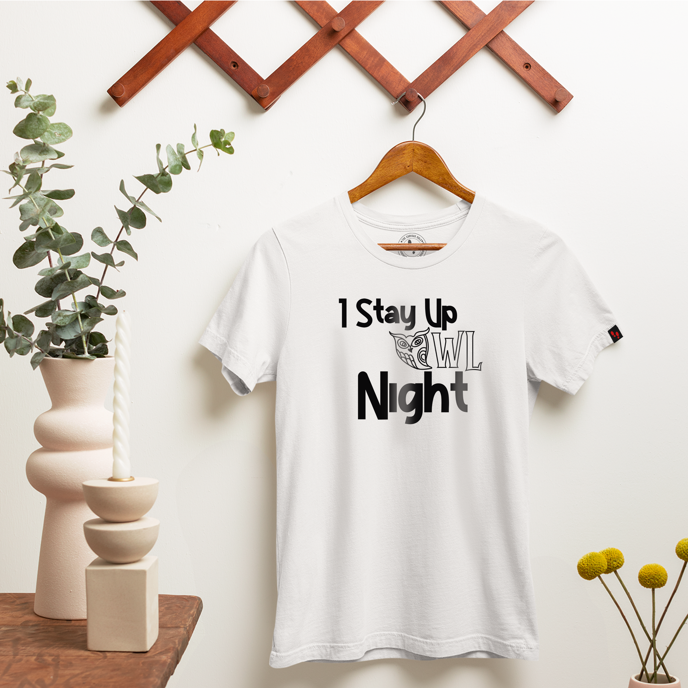 I Stay Up Owl Night Graphic Printed T-Shirt