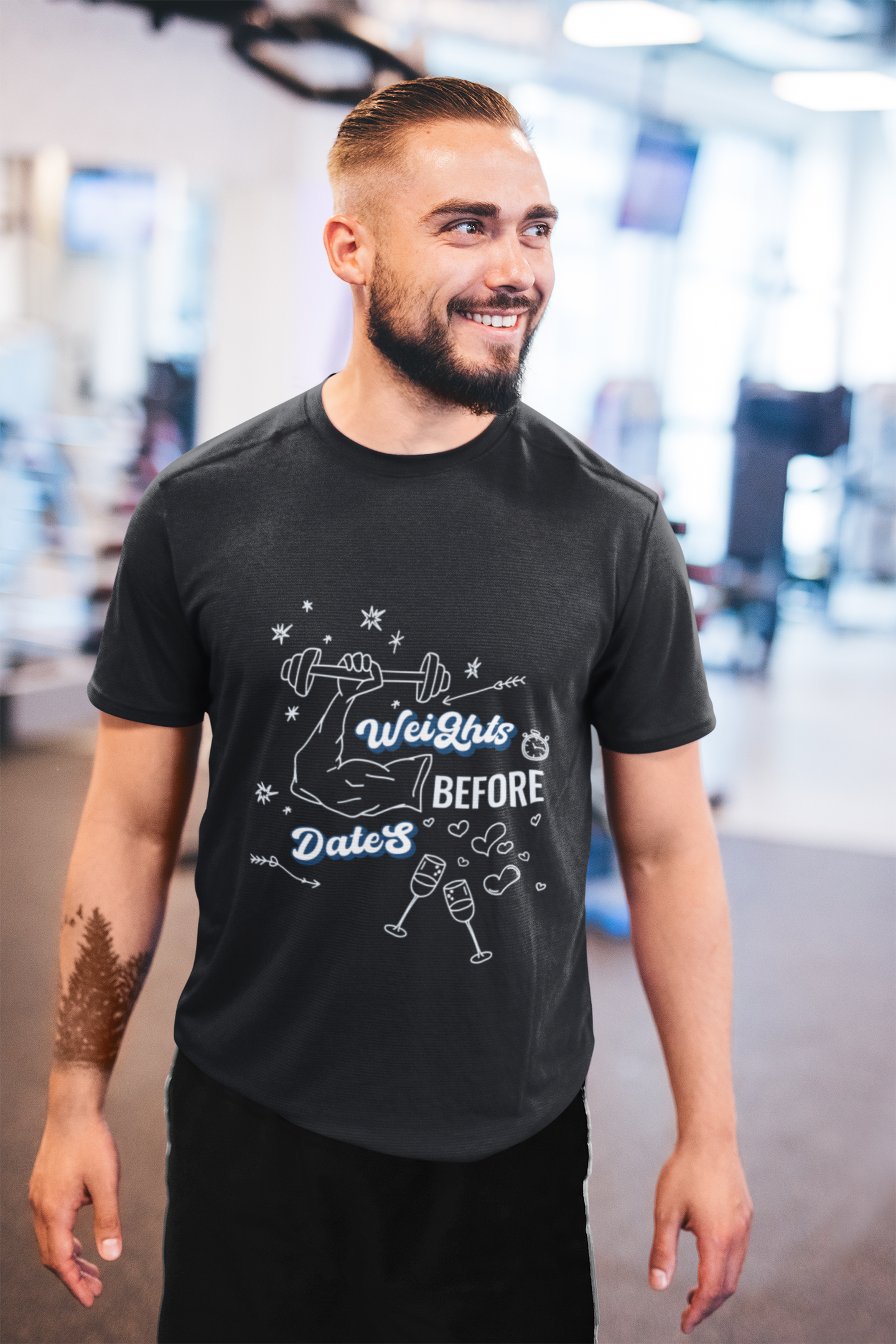 Weights Before Dates Graphic Printed T-Shirt