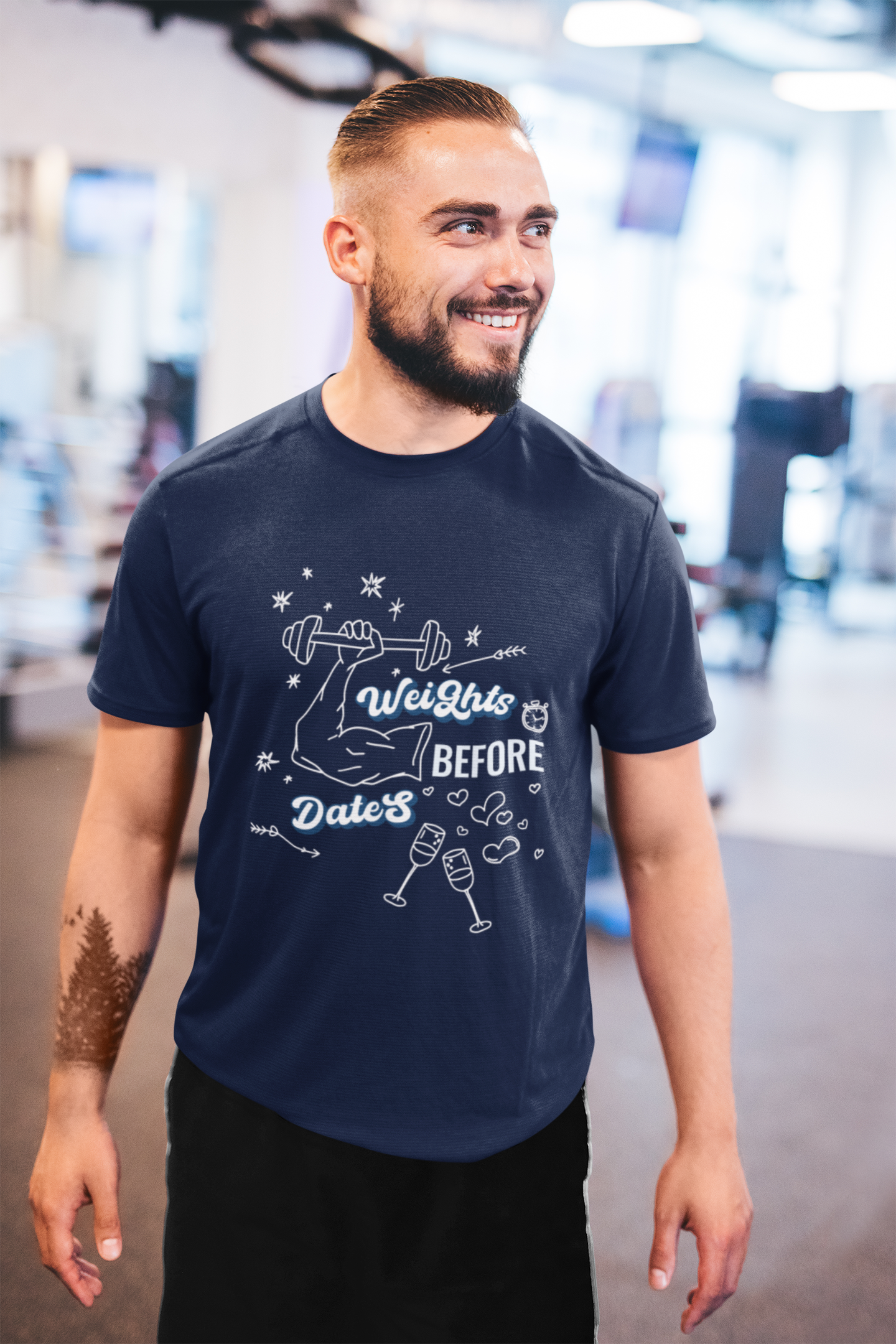 Weights Before Dates Graphic Printed T-Shirt